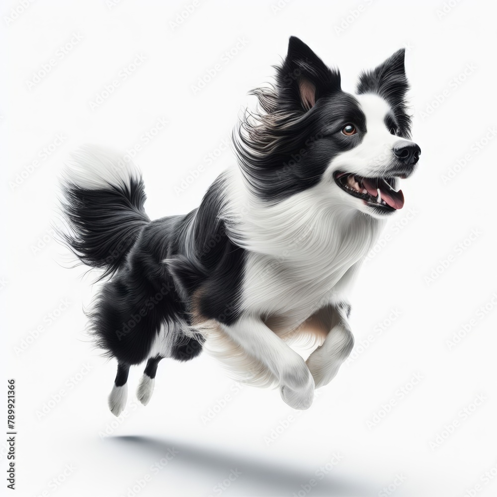 Image of isolated border collie against pure white background, ideal for presentations
