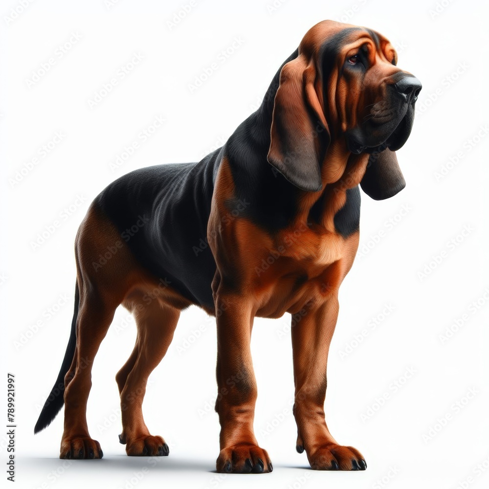 Image of isolated bloodhound against pure white background, ideal for presentations
