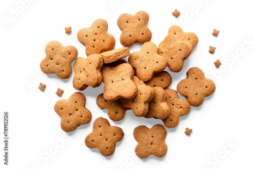 Dog bones animal food bones pet food dog biscuits treats dog food isolated on white background, tomato pure texture, product shot