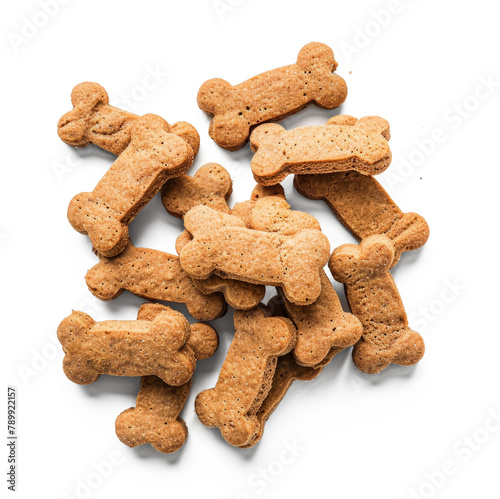 Dog bones animal food bones pet food dog biscuits treats dog food isolated on white background, tomato pure texture, product shot