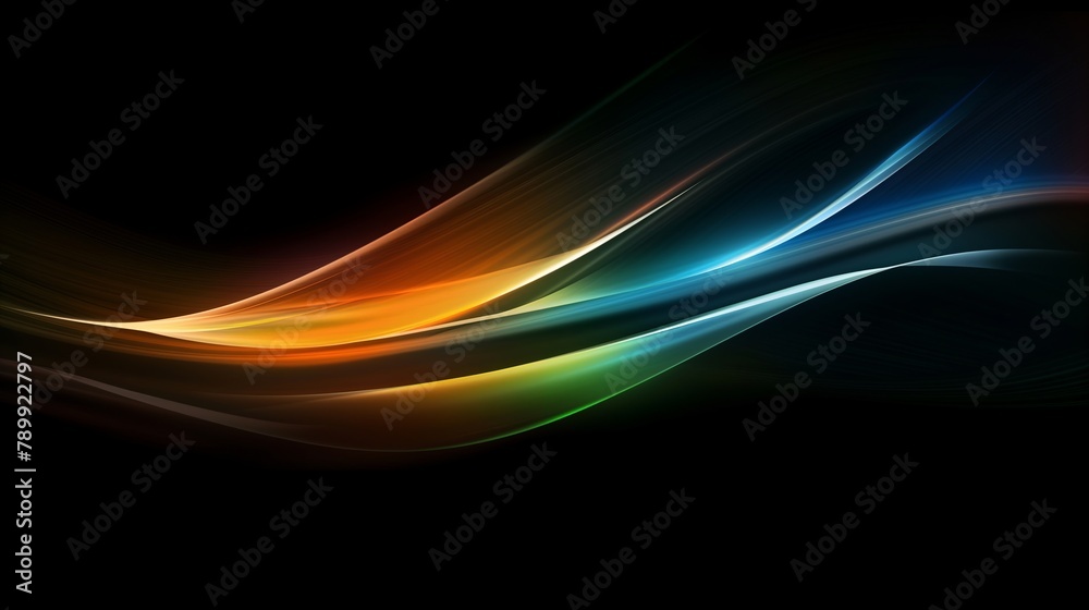 Abstract Light Wave Flow on Black Background Abstract Light Wave Flow on Black Background