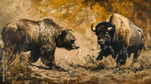 Majestic Bear and Bison Painting © Maquette Pro
