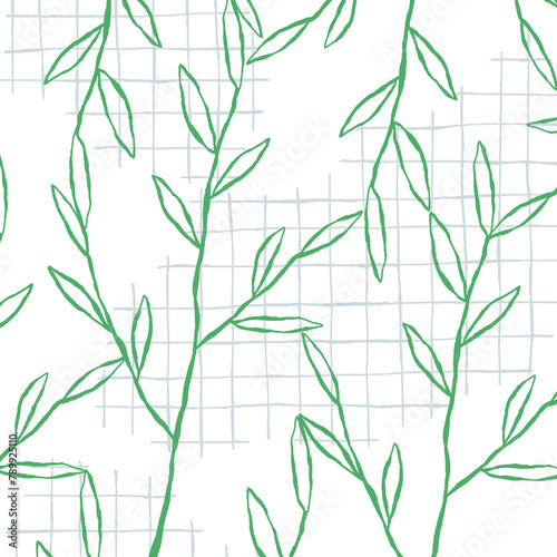 Fototapeta Naklejka Na Ścianę i Meble -  Leaf png doodle pattern in green