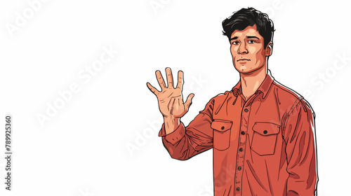 Man is showing a gesture No. Hand drawn style vector