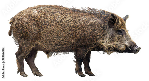 Majestic wild boar standing isolated on transparent background