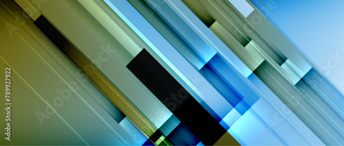 A blurred image of a building with a mix of wood, metal, and glass facade against an electric blue sky. Windows and flooring details are visible in the image