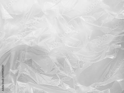 Plastic White Bag Wrap Film Grunge Overlay Effect Background Mockup Foil Pack Design Wrnkle Abstract Grey Texture Pattern Element Clear Polyethylene Wrapper Pattern Material Layer Surface Template.