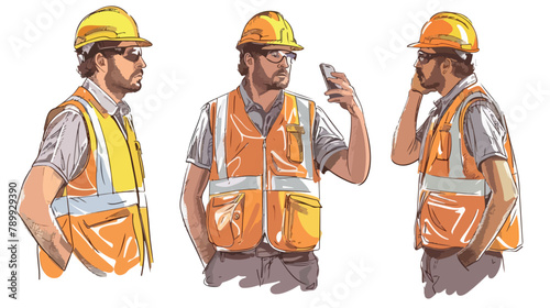 Engineer in hardhat and safety vest talking on mobile