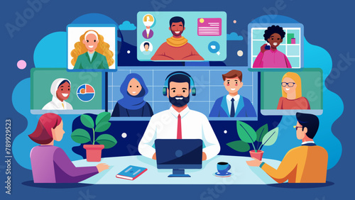 Professional Avatar Virtual Meetup Vector Design for Conferences