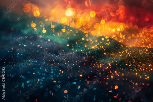 black background with Bolivia flag colors in glitter and bokeh