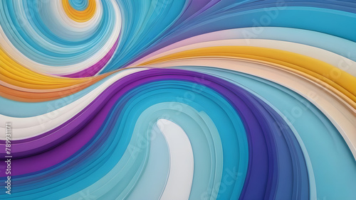 abstract background with multicolored curved lines, 3d render