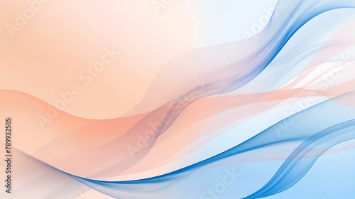 corporate background, copy space, flowing curves style, clean and clear, deep gradient Peach Color and True Blue scheme