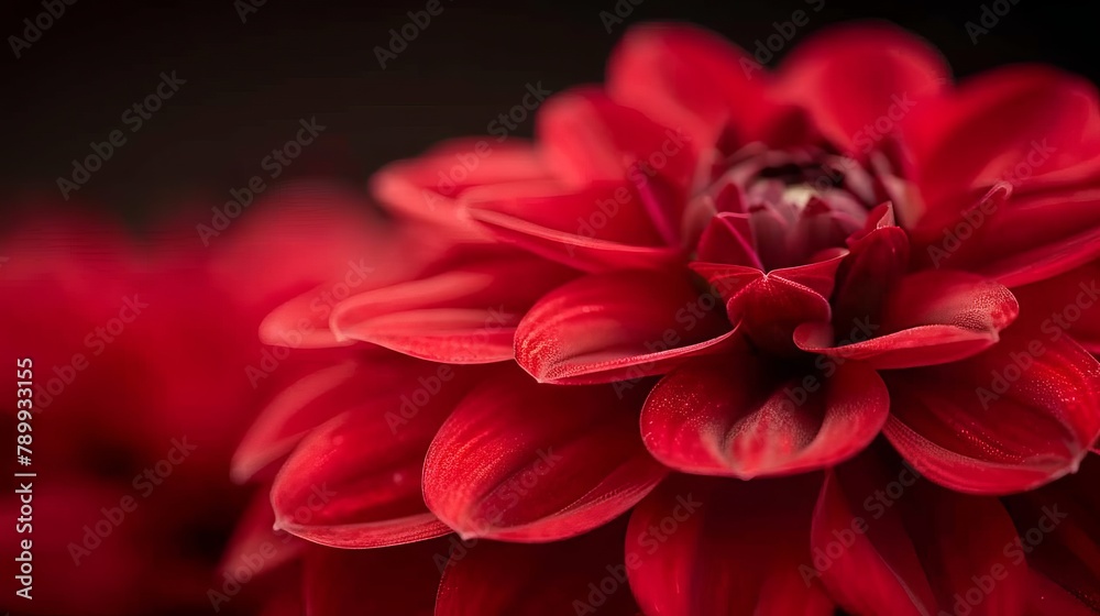   A red flower with numerous petals, the center filled by its heart