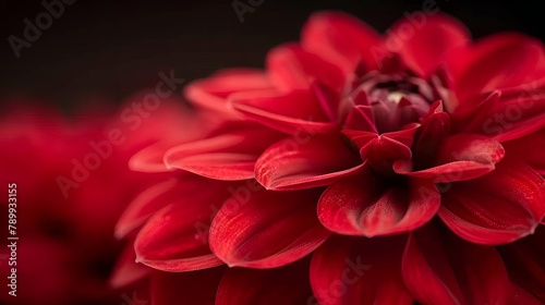  A red flower with numerous petals, the center filled by its heart