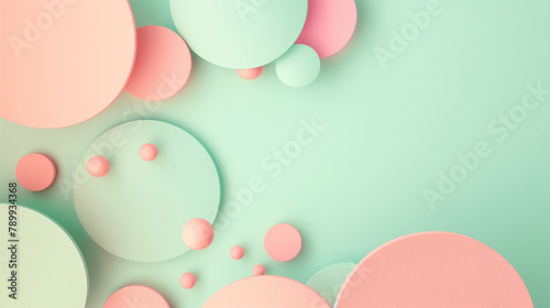 Wallpaper Mural corporate background, copy space, Minimal circles style, clean and clear, deep gradient Light Green and Millenial Pink scheme Torontodigital.ca