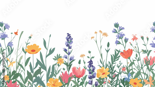 Rectangular frame decorated with blooming wild meadow © Blue