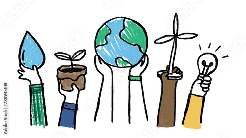 Environment doodle png, renewable energy concept photo