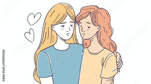 Girl trying to comfort and encourage to her sad best