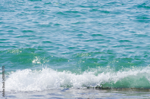 Fototapeta Naklejka Na Ścianę i Meble -  Soft wave of sea on sandy beach. Background.