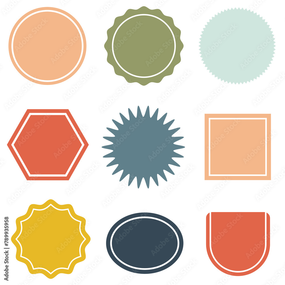 Png colorful blank badges set in retro style Png colorful blank badges set in retro style