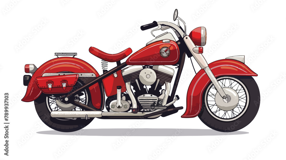 Retro red motorcycle vintage isolated. Front view. Ve