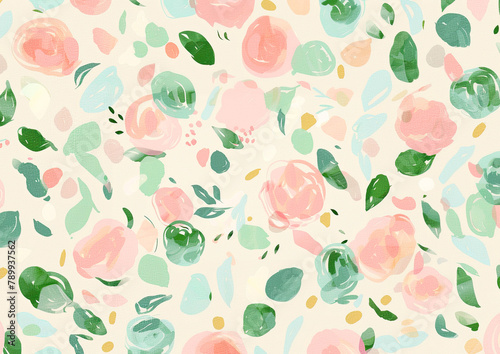 abstract roses flowers oilpaint style background