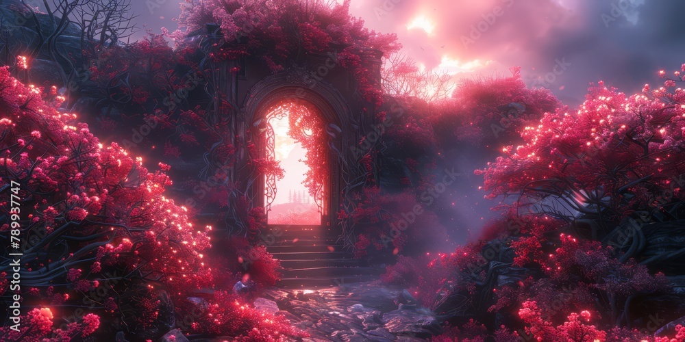 Whimsical biometric scanners as magical gates, granting users access to their own digital wonderlands Whimsical biometric scanners as magical gates, granting users access to their own digital wonderlands