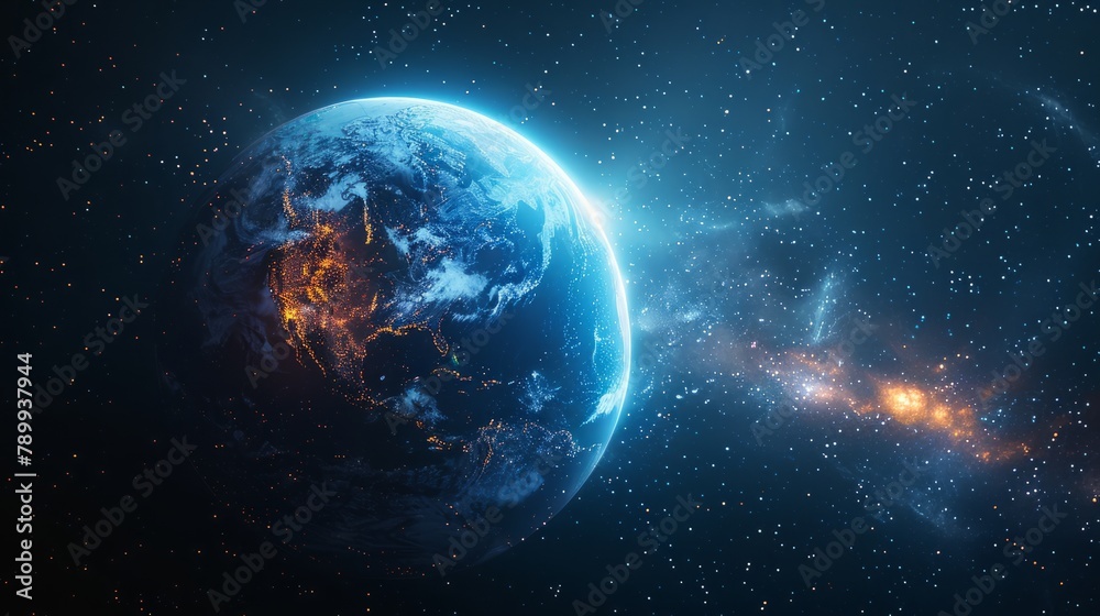 Earth with clouds, dark space with stars, connectivity, environmental protection, communication, networking, visualization, iot, blockchain, Earth Earth with clouds, dark space with stars, connectivity, environmental protection, communication, networking, visualization, iot, blockchain, Earth