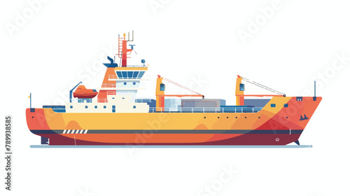 Roro carrier ship isolated. Vector flat style illustr photo