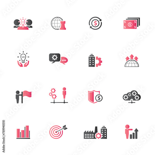 Universal business management and human resources icon set. Universal icons for web and mobile. Vector.	