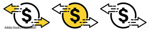 Money transfer icon. vector dollar symbol design for mobile app, ui, web. vector illustration on transparent background.