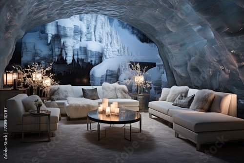 Arctic Ice Cave Wall Murals & Reflective Metals: Igloo Guest Room Theme Harvest