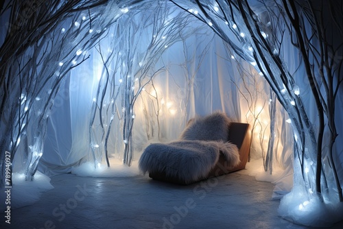 LED Arctic Igloo Guest Room with Frosted Glass Sculptures and Icicle Lights photo