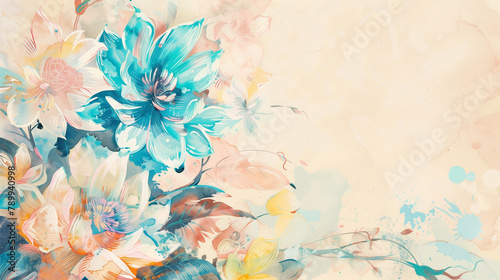 Blossoming Spring Fantasy: Abstract Watercolor Painting with Pastel Florals