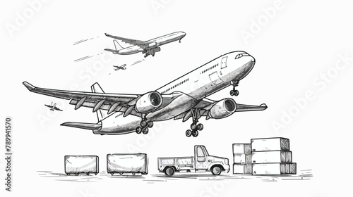 The concept of closing airspace for cargo aircraft. vector