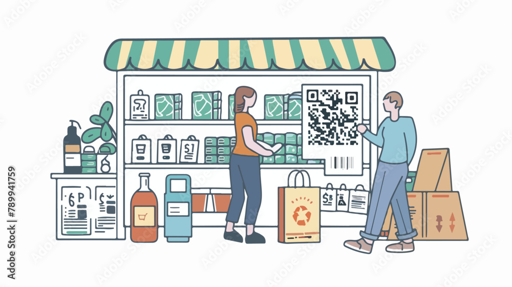 The concept of paying for goods in the store through