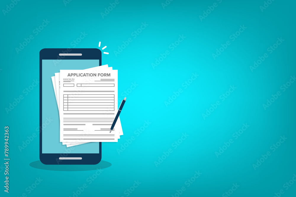 Online application form. Claim form, paperwork concepts. Online application form. Claim form, paperwork concepts.