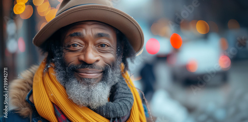 A weathered smile in the urban landscape, his face tells a tale of homelessness and endurance