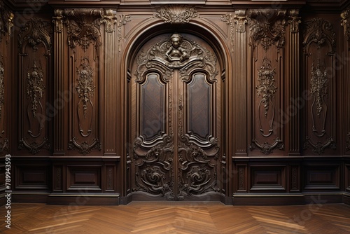 Carved Mahogany Doors and Oil Paintings: Grand Baroque Palace Hallway Designs