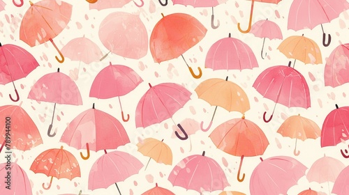 2d illustration EPS of a captivating pattern featuring charming pink umbrellas photo