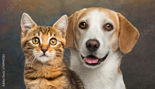 Bonded Buddies: Happy Dog and Cat Displaying Friendliness