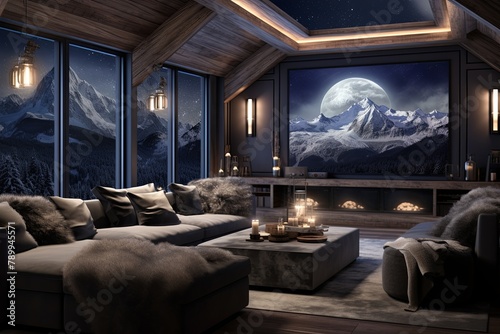 Galaxy Haven: Celestial-themed Surround Sound Home Theater Decors