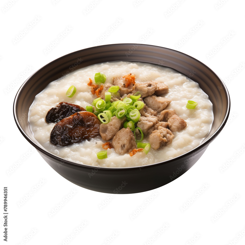 Tasty and Yummy Century Egg Congee Isolated On White Background Tasty and Yummy Century Egg Congee Isolated On White Background