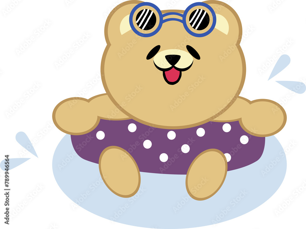 Fototapeta premium Bear swimming cartoon in icon style