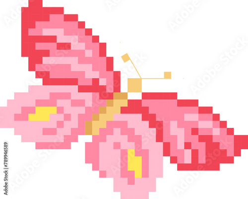 Butterfly cartoon icon in pixel style