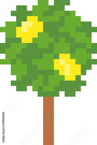 Tree cartoon icon in pixel style