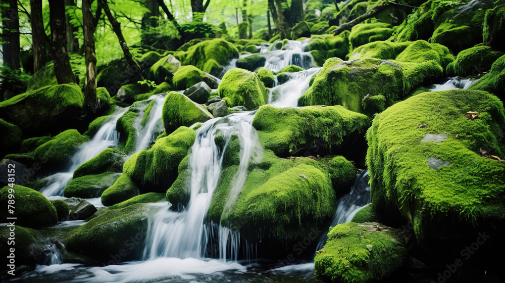waterfall in the forest. waterfall in the forest.