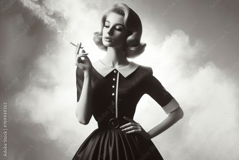 woman smokes on a white background woman smokes on a white background