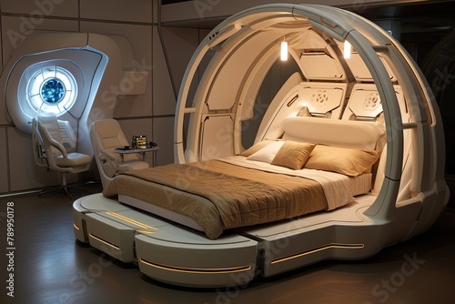 Robotic-Enhanced Biodome Bedroom: Futuristic Storage and Assistant Ideas © Michael