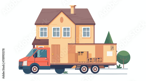 Moving House. Vector flat style illustration Hand dra